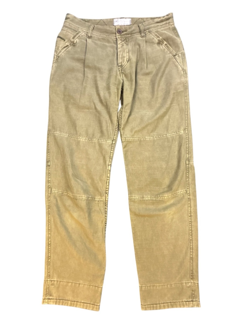 Free People Size 25 Olive Green Pleated Utility Pants Cargo Herringbone Cotton